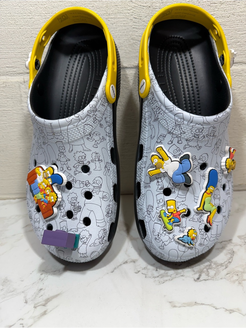 CROCS The Simpsons Printed Clogs in White and Yellow